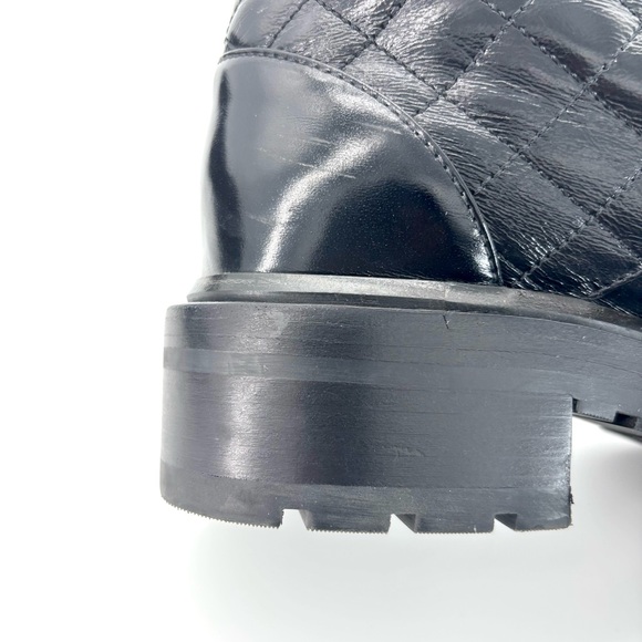 Chanel Brave Shiny Calfskin Quilted CC Chain Cap Toe Platform Short Boots 37 - Picture 7 of 11